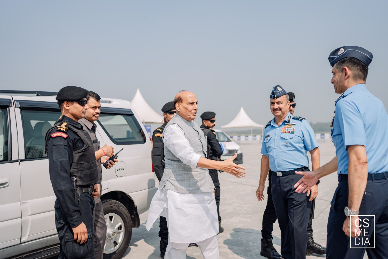 Defence minister inaugurating Bharat drone shakti