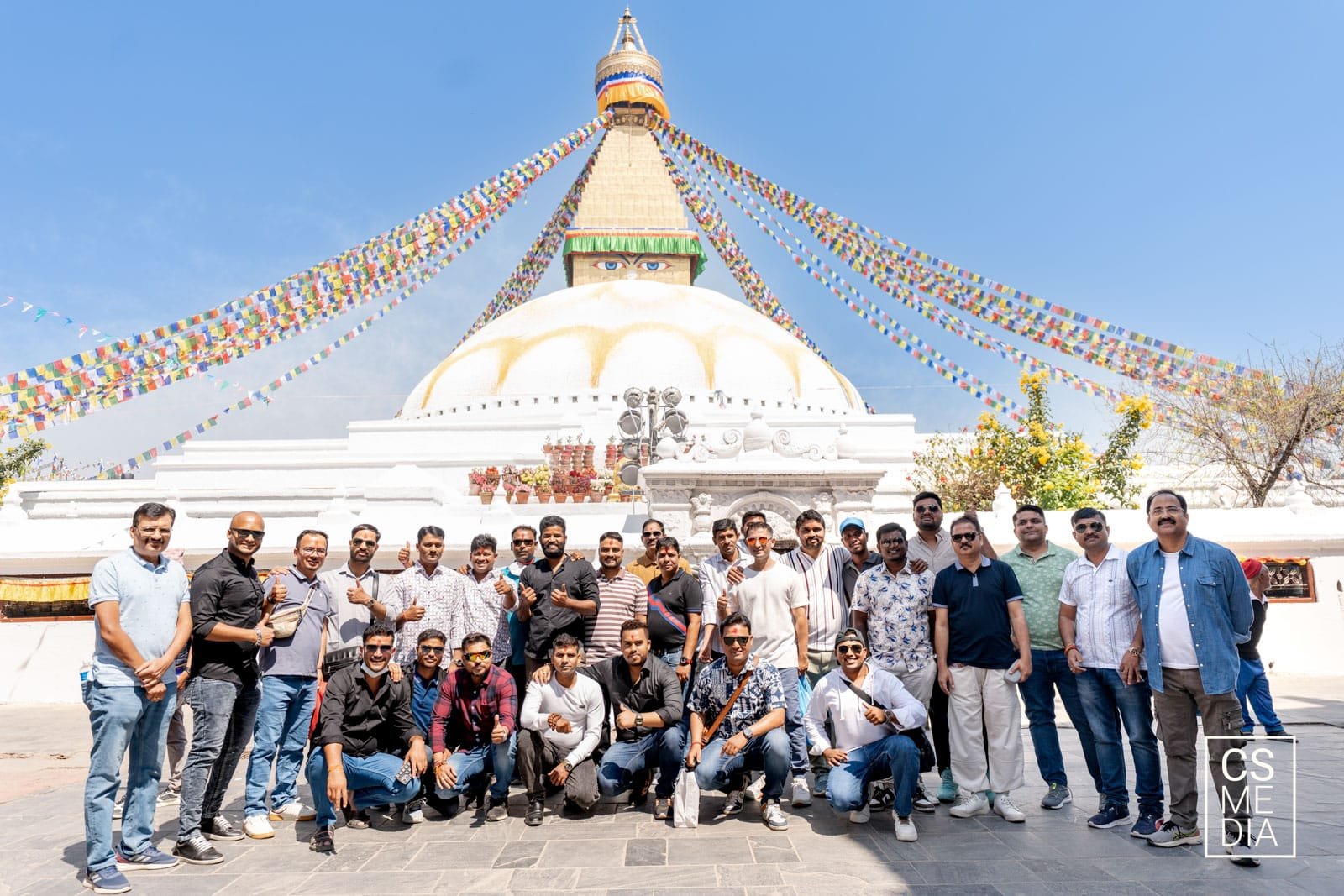 Group exploring heritage sites during cultural excursion filmed as part of the Kathmandu Corporate MICE Event Coverage.