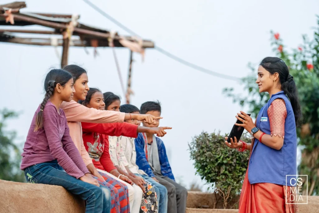 CSR Video production in rural India. CSR film featuring a social workers teaching kids on digital literacy